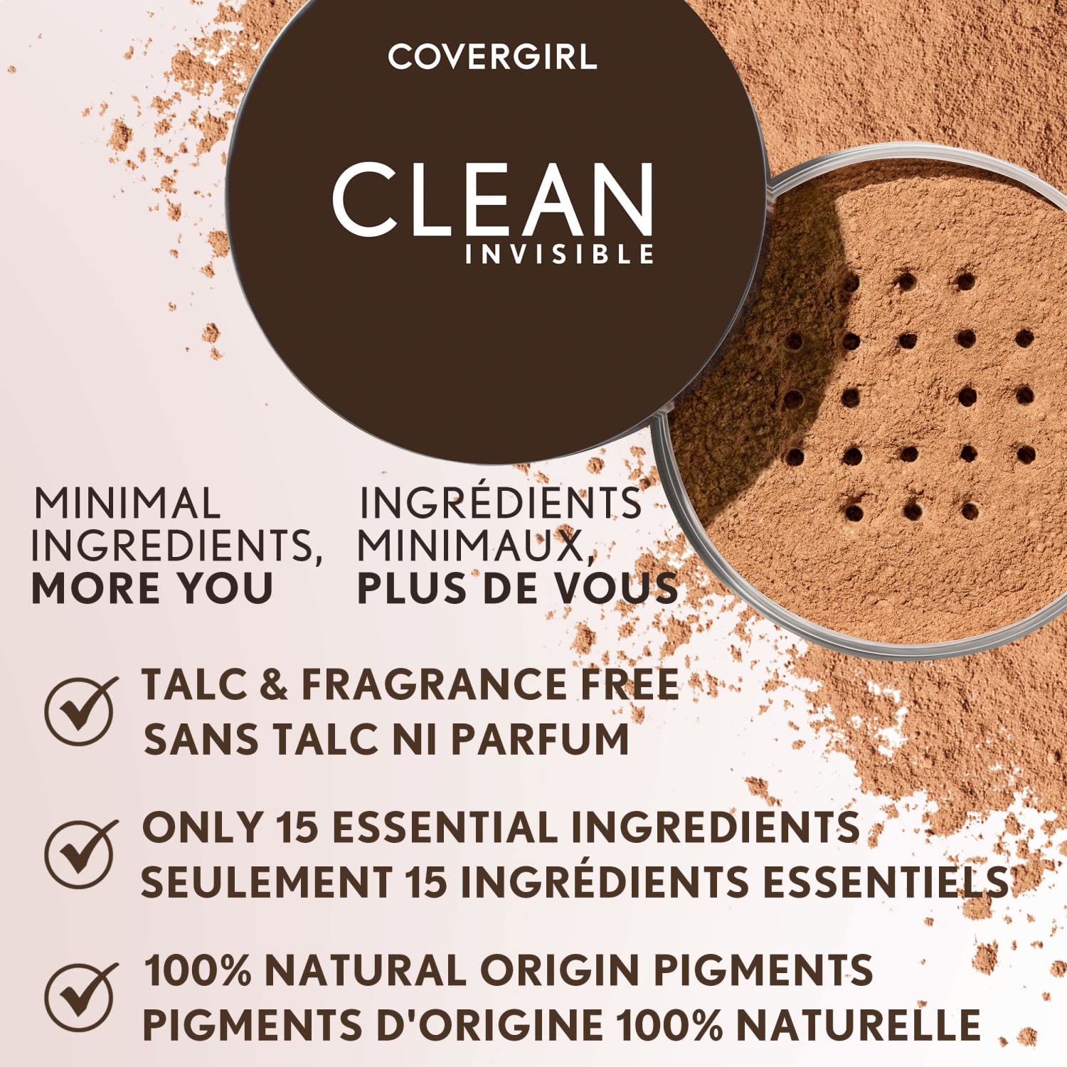 COVERGIRL Clean Invisible Loose Powder - Loose Powder, Setting Powder, Vegan Formula - Translucent Medium Warm, 18 g (0.63 OZ)