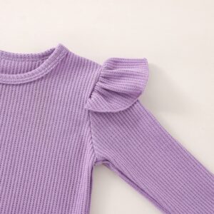 FOCUTEBB Baby Girl Clothes Fall Winter Outfits 2-3 T Infant Toddler Girls Outfit Long Sleeve Sweatshirt Pocket Pants Bow Headband Cute Baby Girl Outfits Set Purple 2T 3T