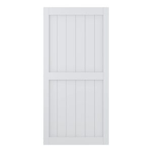 coshomer 42in x 84in white sliding barn door, solid barn door slab covered with water-proof pvc surface, mdf, easy assembly, h-frame