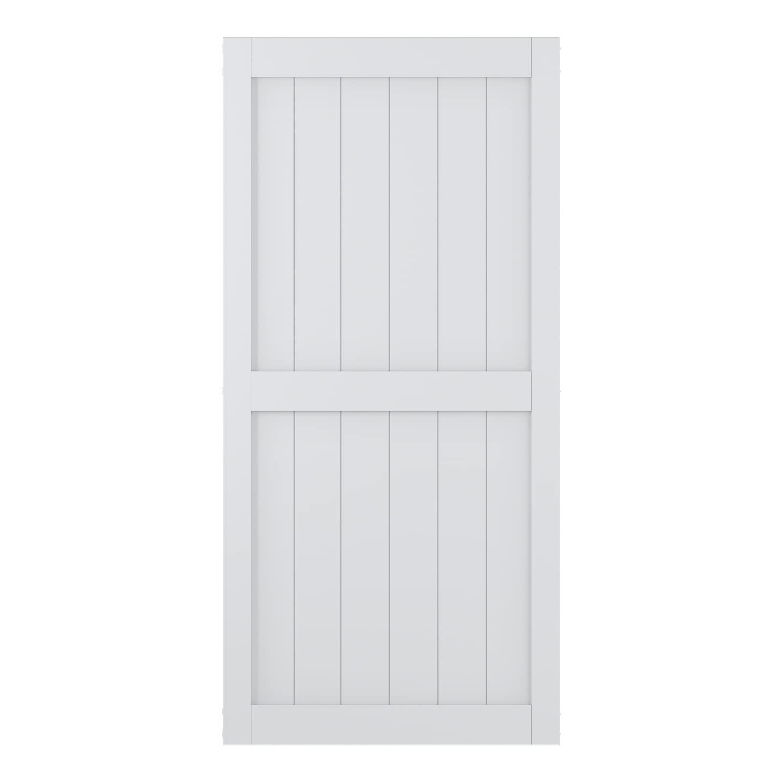 COSHOMER 42in x 84in White Sliding Barn Door, Solid Barn Door Slab Covered with Water-Proof PVC Surface, MDF, Easy Assembly, H-Frame