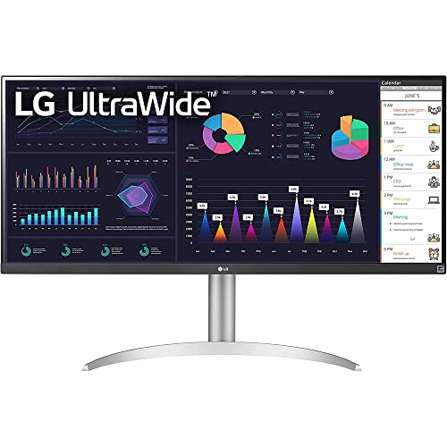 LG 34WQ650-W 34 inch 21:9 UltraWide Full HD 2560 x 1080 100Hz IPS Monitor Bundle with 2X 6FT Universal 4K HDMI 2.0 Cable, Universal Screen Cleaner and 6-Outlet Surge Adapter