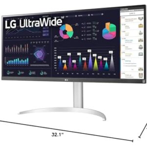 LG 34WQ650-W 34 inch 21:9 UltraWide Full HD 2560 x 1080 100Hz IPS Monitor Bundle with 2X 6FT Universal 4K HDMI 2.0 Cable, Universal Screen Cleaner and 6-Outlet Surge Adapter