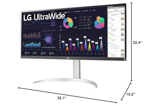 LG 34WQ650-W 34 inch 21:9 UltraWide Full HD 2560 x 1080 100Hz IPS Monitor Bundle with 2X 6FT Universal 4K HDMI 2.0 Cable, Universal Screen Cleaner and 6-Outlet Surge Adapter