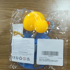 KINBOM Rubber Duck Car Ornament, Car Duck Decoration Dashboard Duck Yellow Duck Décor for Car Dashboard Office Bedroom Boys Girls Kids Bathing Toy (Blue Transparent Swim Ring)