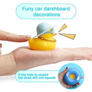 KINBOM Rubber Duck Car Ornament, Car Duck Decoration Dashboard Duck Yellow Duck Décor for Car Dashboard Office Bedroom Boys Girls Kids Bathing Toy (Blue Transparent Swim Ring)