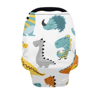 KIDVOVOU Nursing Cover Breastfeeding Scarf Happy Dinosaur Printed Baby Car Seat Covers Infant Stroller Cover Carseat Canopy