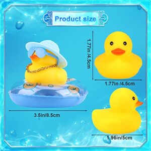 KINBOM Rubber Duck Car Ornament, Car Duck Decoration Dashboard Duck Yellow Duck Décor for Car Dashboard Office Bedroom Boys Girls Kids Bathing Toy (Blue Transparent Swim Ring)