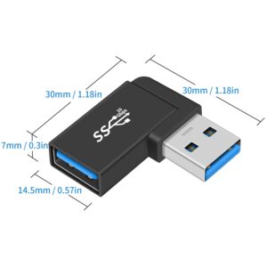 Poyiccot USB 3.0 Adapter 90 Degree, USB 3.0 Extension Adapter 5Gbps, 3Pack Right Angle USB Extender Type A Male to Female Extension Adapter for Hard Drive, Laptop