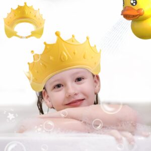 azxiviz baby shower cap silicone for children, soft adjustable bathing crown hat safe for washing hair, protect eyes and ears from shampoo for baby, toddlers and kids from 6 months to 12-year old