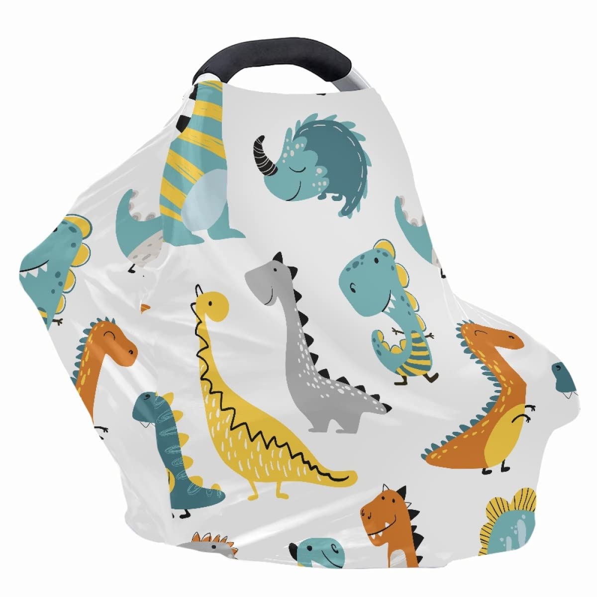 KIDVOVOU Nursing Cover Breastfeeding Scarf Happy Dinosaur Printed Baby Car Seat Covers Infant Stroller Cover Carseat Canopy