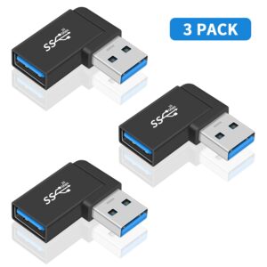 Poyiccot USB 3.0 Adapter 90 Degree, USB 3.0 Extension Adapter 5Gbps, 3Pack Right Angle USB Extender Type A Male to Female Extension Adapter for Hard Drive, Laptop