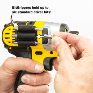 Spider Tool Holster - BitGripper v2 - Pack of Two - High Strength 3M Adhesive Drill add-on for Easy Access to six Driver bits on The Side of Your Power Drill or Driver! - Includes One Alcohol Swab