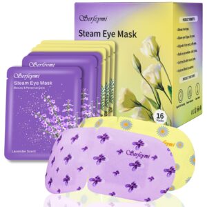 Serfeymi 16 Packs Steam Eye Masks for Sleeping, Self Heating Warm Eye Mask, Eye Mask Skincare Disposable Eye SPA Heated Eye Mask for Gifts for Mother's Day -Lavender(8PCS)+ Chamomile(8PCS)