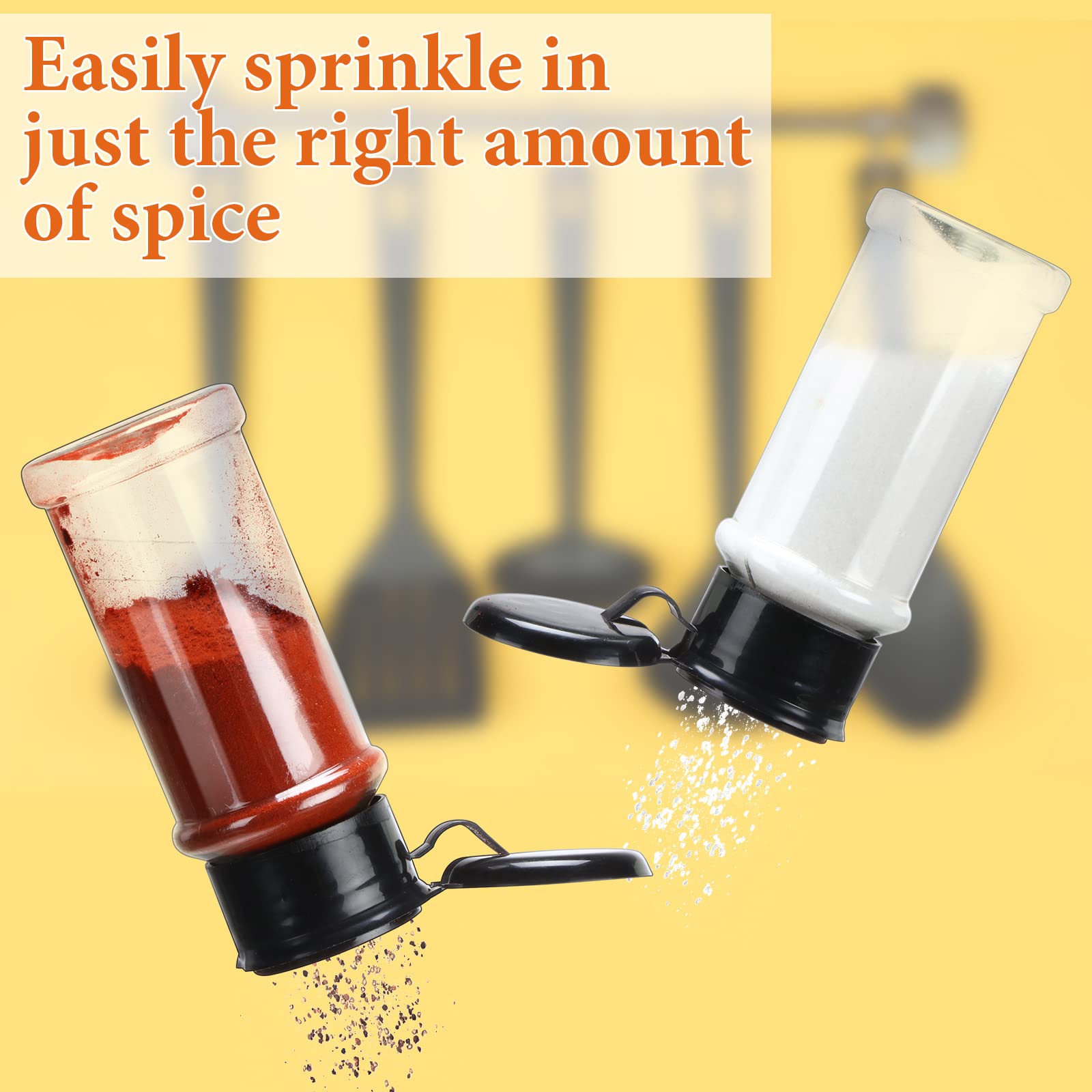 50 Pcs Plastic Spice Jars with Shaker Lids Spice Containers Plastic Spice Bottles Seasoning Shaker Jars 3.3 Oz/ 100ml Seasoning Shaker for Storing Spice, Herbs and Seasoning Powders (Black)