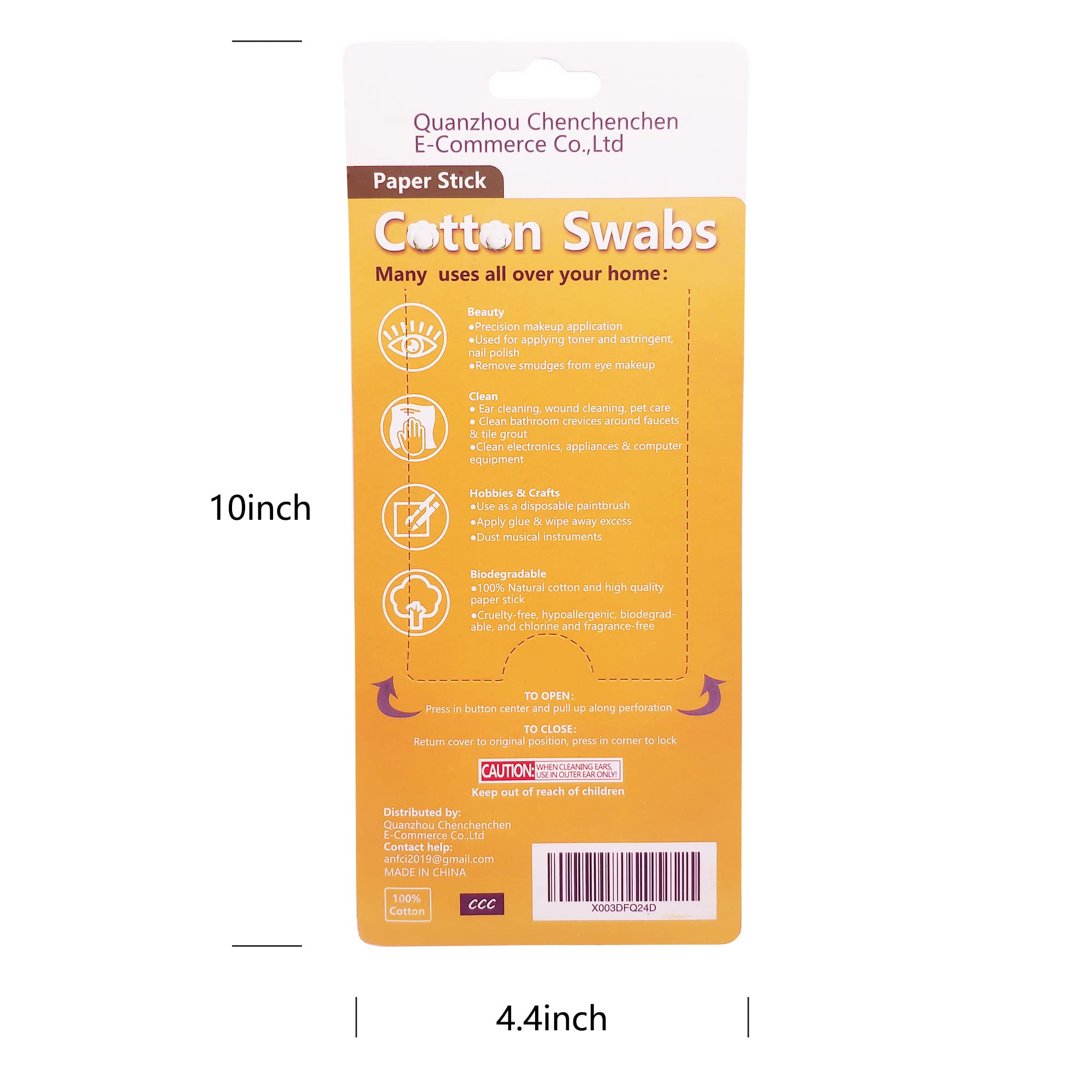 Cotton Swabs with Paper Sticks 625ct, Double Tipped Cotton Buds for Beauty& Personal Care