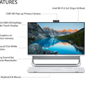 Dell Inspiron 5400 All-in-One Desktop, 23.8" FHD Touchscreen, Intel Core i5-1135G7, 16GB RAM, 512GB SSD, Webcam, HDMI, RJ-45, Wireless Keyboard&Mouse, WiFi 6, Windows 11 Home, White