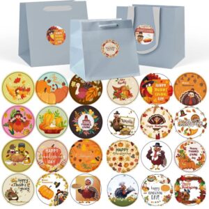 thanksgiving turkey gift stickers round envelope seal label stickers self-adhesive pumpkin happy thanksgiving day stickers for card candy bag box decoration party favors class rewards 96 pieces