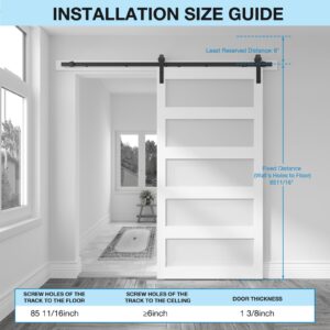 COSHOMER 42in x 84in 5-Panel Sliding Glass Barn Door Only, Easy Assembly, Waterproof, Frosted Glass - Fit Max Opening Size 40in x 82in and Min Track Length 7FT, White