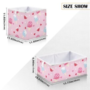 Kigai Kawaii Ice Cream Cube Storage Bin, Large Foldable Organizer Basket for Toys, Shelves, Laundry, Nursery -11 x 11 x 11 in