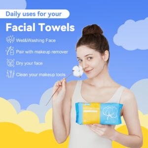 Winner Disposable Face Towels | 100% USA Cotton Daily Face Towelettes, Double-sided Makeup Remover Dry Wipes, Super Soft and Thick Facial Towels for Sensitive Skin, 480 Count, 6 Pack