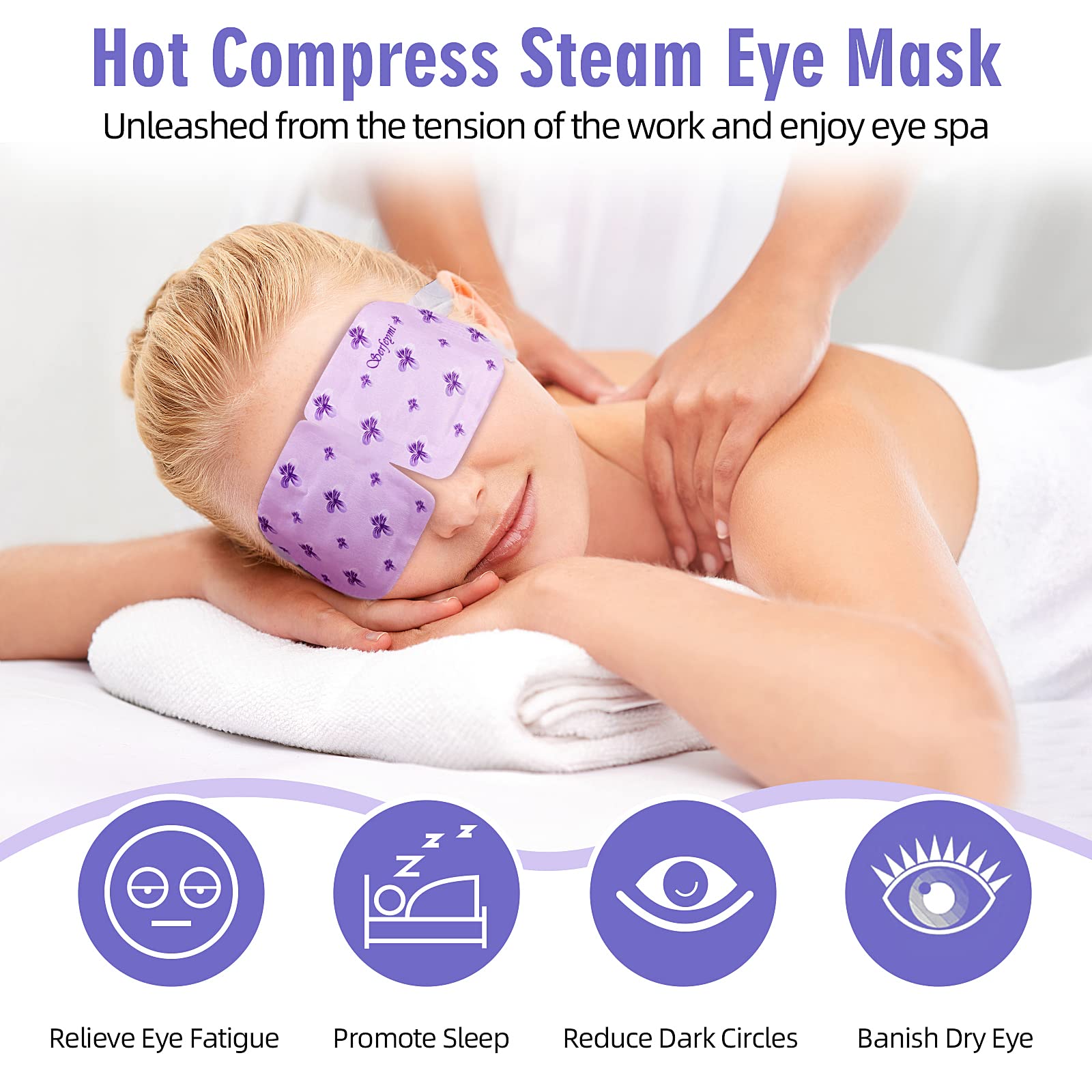 Serfeymi 16 Packs Steam Eye Masks for Sleeping, Self Heating Warm Eye Mask, Eye Mask Skincare Disposable Eye SPA Heated Eye Mask for Gifts for Mother's Day -Lavender(8PCS)+ Chamomile(8PCS)