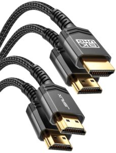 jsaux hdmi 2.1 cables 8k 6ft 2-pack 48gbps 8k & 4k ultra high speed cords(8k@60hz 7680x4320, 4k@120hz) earc hdr10 hdcp 2.2 & 2.3 3d, compatible for ps5/ps4/x-box/roku tv/hdtv/blu-ray/lg/samsung qled