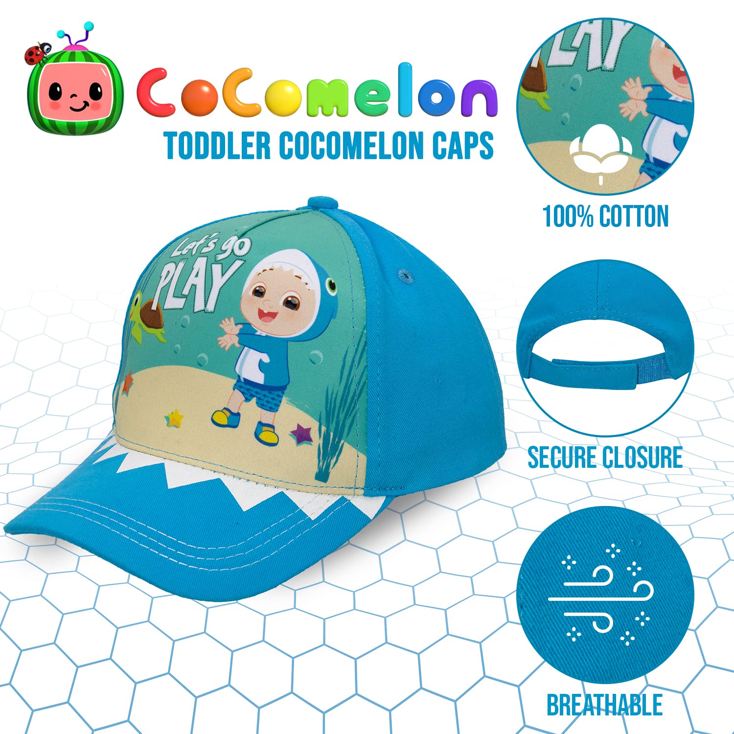 Cocomelon Toddler Hat, Cotton Baseball Hat with Cocomelon Designs, Adjustable & Lightweight Baseball Cap for Toddlers