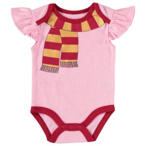 Harry Potter Baby Girls' Bodysuit, Knotted Cap & Socks Gift Set (Pink/Red/Yellow, 3-6 Months)