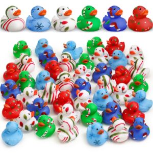 vinsot christmas rubber ducks bulk mini christmas bath toys snowflake santa hat candy cane christmas tree print ducks xmas rubber duckies for bath(24 pieces)