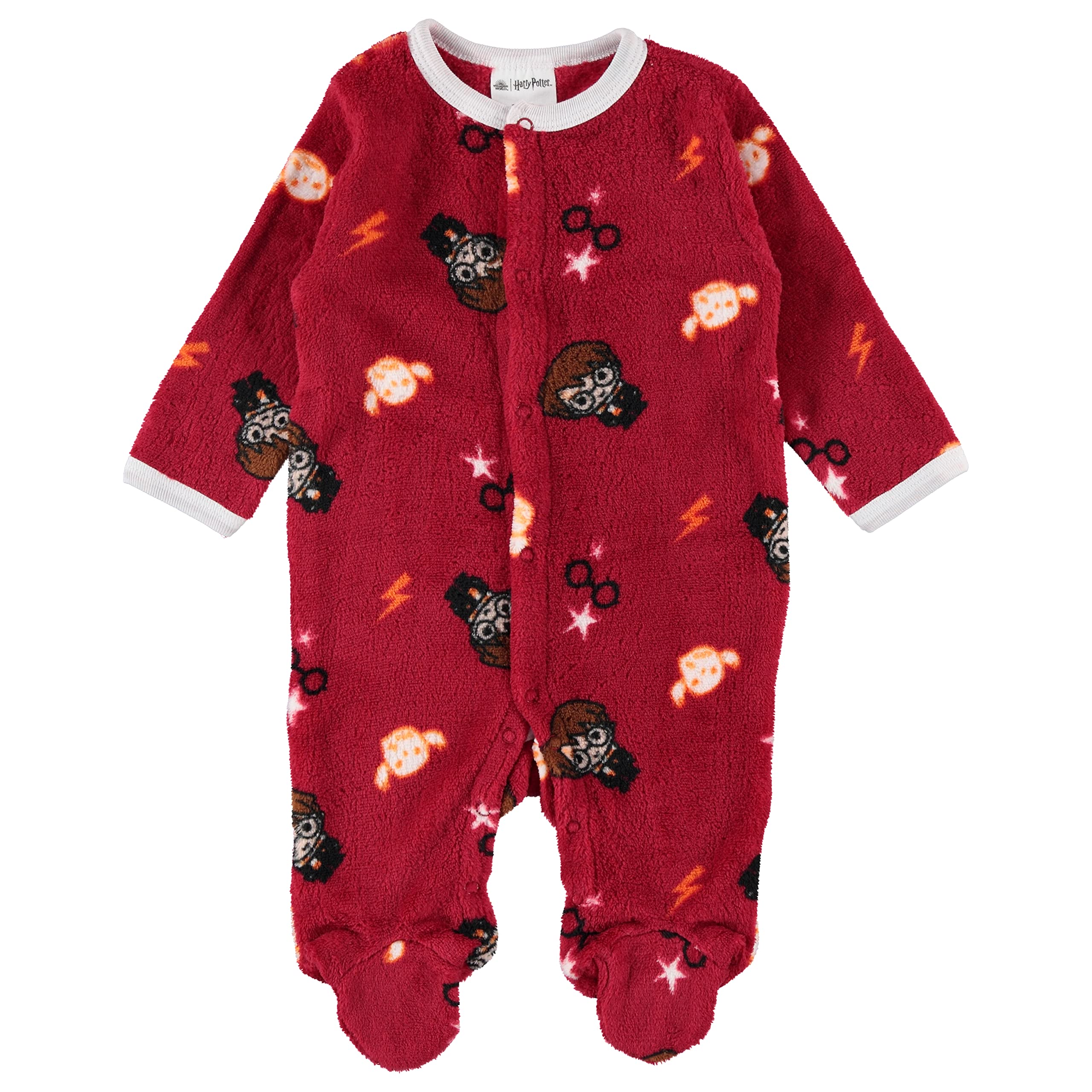 Harry Potter Baby Boys Long-Sleeve Bodysuit Pajamas - Baby Boy Clothes Prints (Red/Yellow, 3-6 Months)