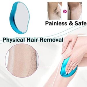 Crystal Hair Eraser for Women and Men, Magic Back Arms Legs, Reusable Remover Painless Exfoliation Removal Tool, fast easy BLUE 1 count