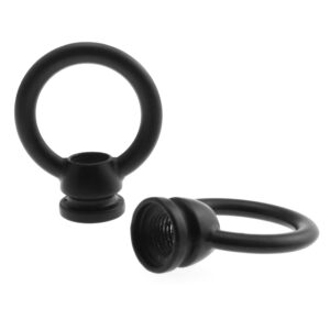 E-outstanding 2pcs 36x43mm M10 Thread Ring Shape Female Loop Eye Nut Hardware Ring Shaped Eye Bolt for Hanging Lamp Chandelier, Black