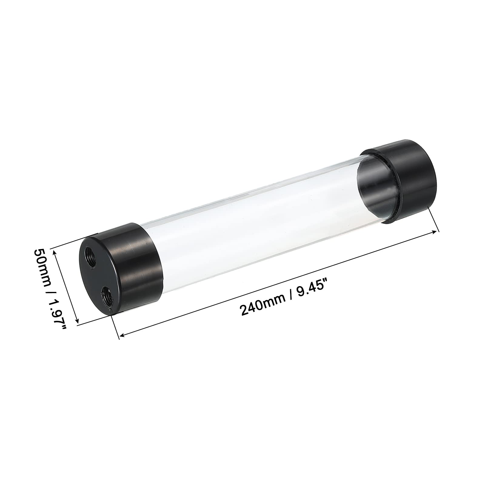 MECCANIXITY Cylindrical Water Cooling Tank G1/4" Dia 50mm Length 240mm Clear for PC Water Cooling System Reservoir with Acrylic and POM