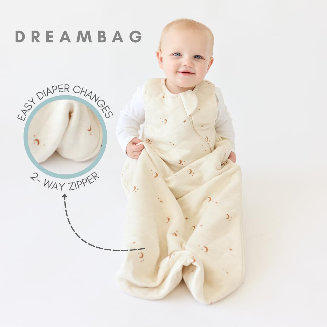 Tealbee Dreambag: Rayon made from Bamboo, Organic Cotton Baby Sleep Sack Universal Fit 6-24 months - 1.2 TOG All Season Baby Wearable Blanket - 2-way zipper - Moons and Stars