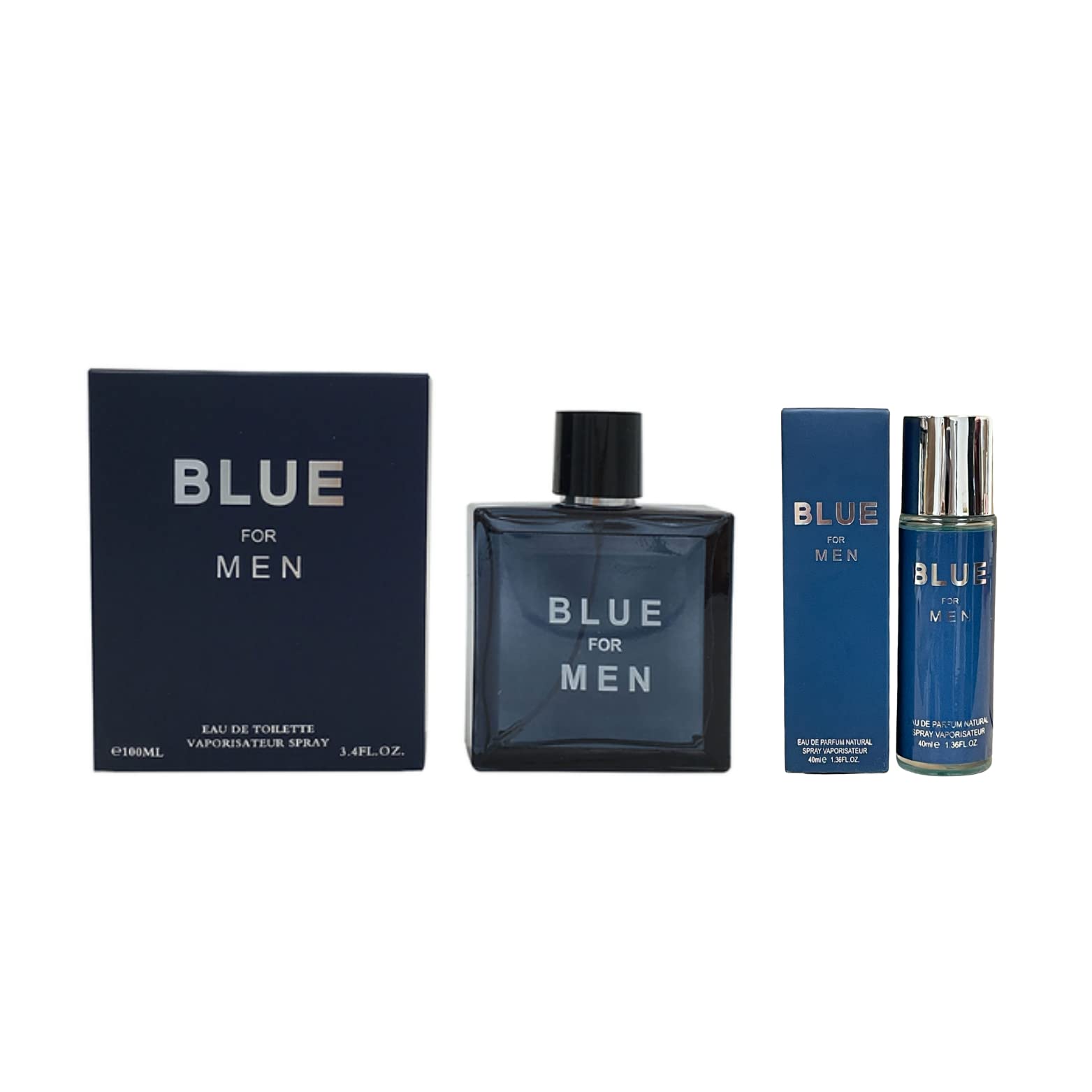 INSPIRE SCENTS Clashoky Blue For Men Eau De Toilette 3.4oz/100ml Cologne & Travel Spray Size 1.36 Fl oz/ 40ml (Pack of 2)