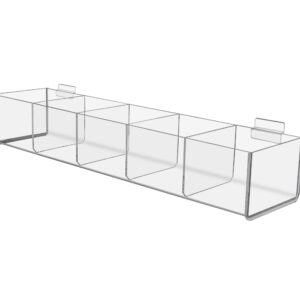 Marketing Holders Slatwall Acrylic Retail Tray Five Compartment 19.5 Inch Wide x 5 Inch Deep Clear Product Merchandise Storage Organizer for Businesses and Shops