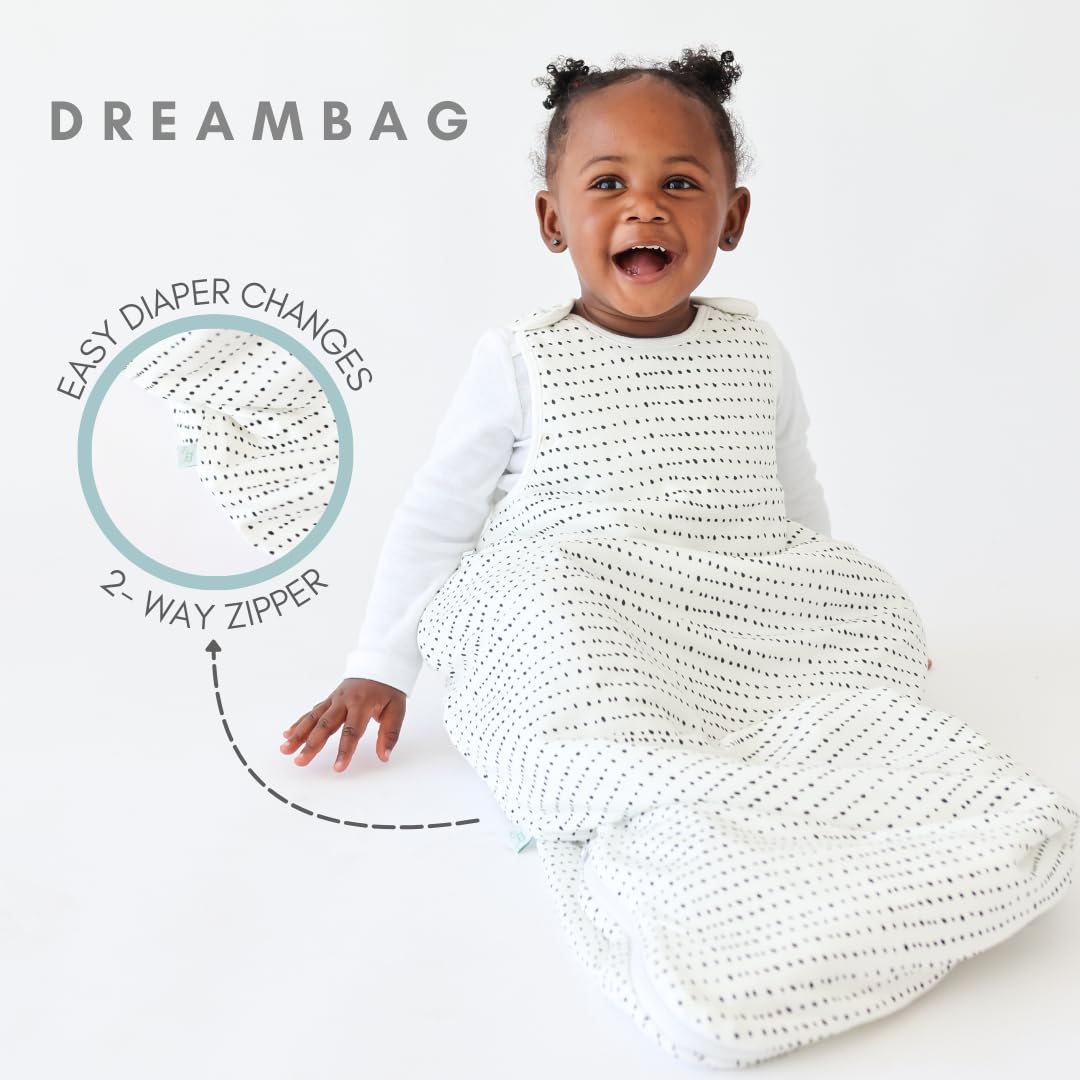 Tealbee Dreambag: Rayon made from Bamboo, Organic Cotton Baby Sleep Sack Universal Fit 6-24 months - 1.2 TOG All Season Baby Wearable Blanket - 2-way zipper - Brushed Dots