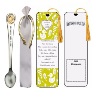 Personalized Baby Feeding Spoon | Custom Engraving Name & Birthdate | Keepsake Gift (Golden Mother & Baby)