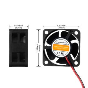 MokerLink Quiet Fan 40x40x20mm DC 12V 0.12A, 3200RPM 2 Pin Small Cooling Fan