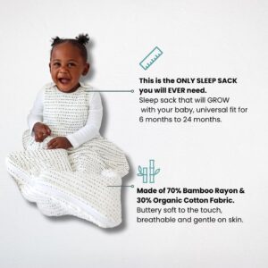 Tealbee Dreambag: Rayon made from Bamboo, Organic Cotton Baby Sleep Sack Universal Fit 6-24 months - 1.2 TOG All Season Baby Wearable Blanket - 2-way zipper - Brushed Dots