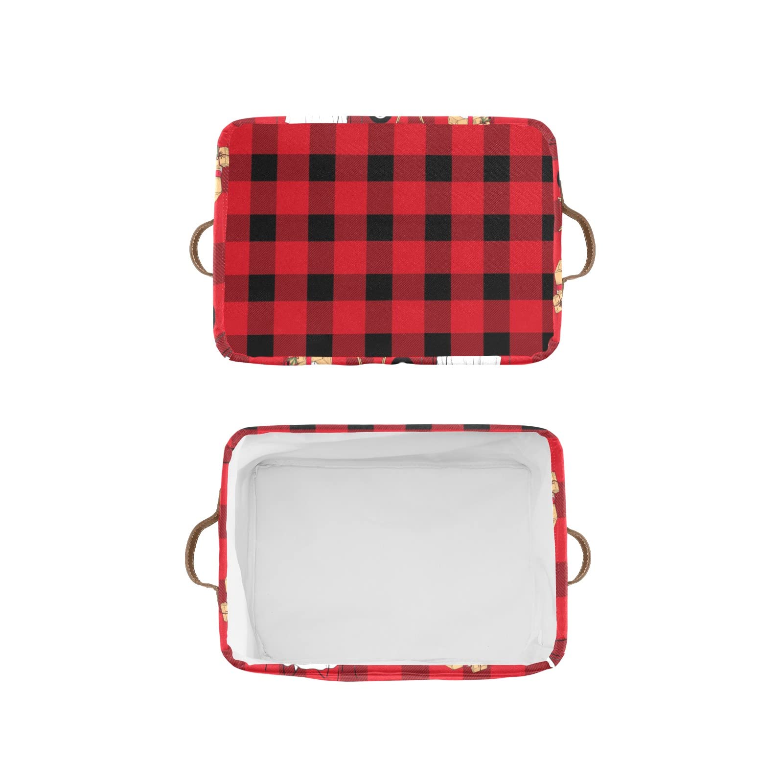 Buffalo Plaid Car Personalized Storage Bins Basket Cubic Organizer with Durable Handle for Shelves Wardrobe Nursery Toy 1 Pack