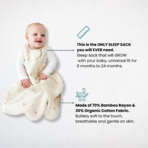 Tealbee Dreambag: Rayon made from Bamboo, Organic Cotton Baby Sleep Sack Universal Fit 6-24 months - 1.2 TOG All Season Baby Wearable Blanket - 2-way zipper - Moons and Stars