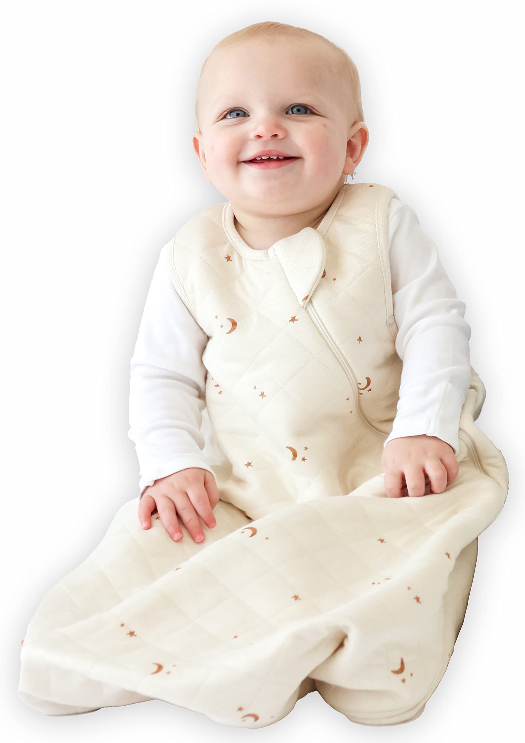 Tealbee Dreambag: Rayon made from Bamboo, Organic Cotton Baby Sleep Sack Universal Fit 6-24 months - 1.2 TOG All Season Baby Wearable Blanket - 2-way zipper - Moons and Stars