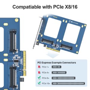 PCIe to SFF-8639 Adapter, PCIe 3.0 X8 to Dual U.2 SFF-8639 Ports, for 2.5" U.2 NVMe SSD or 2.5" SATA SSD