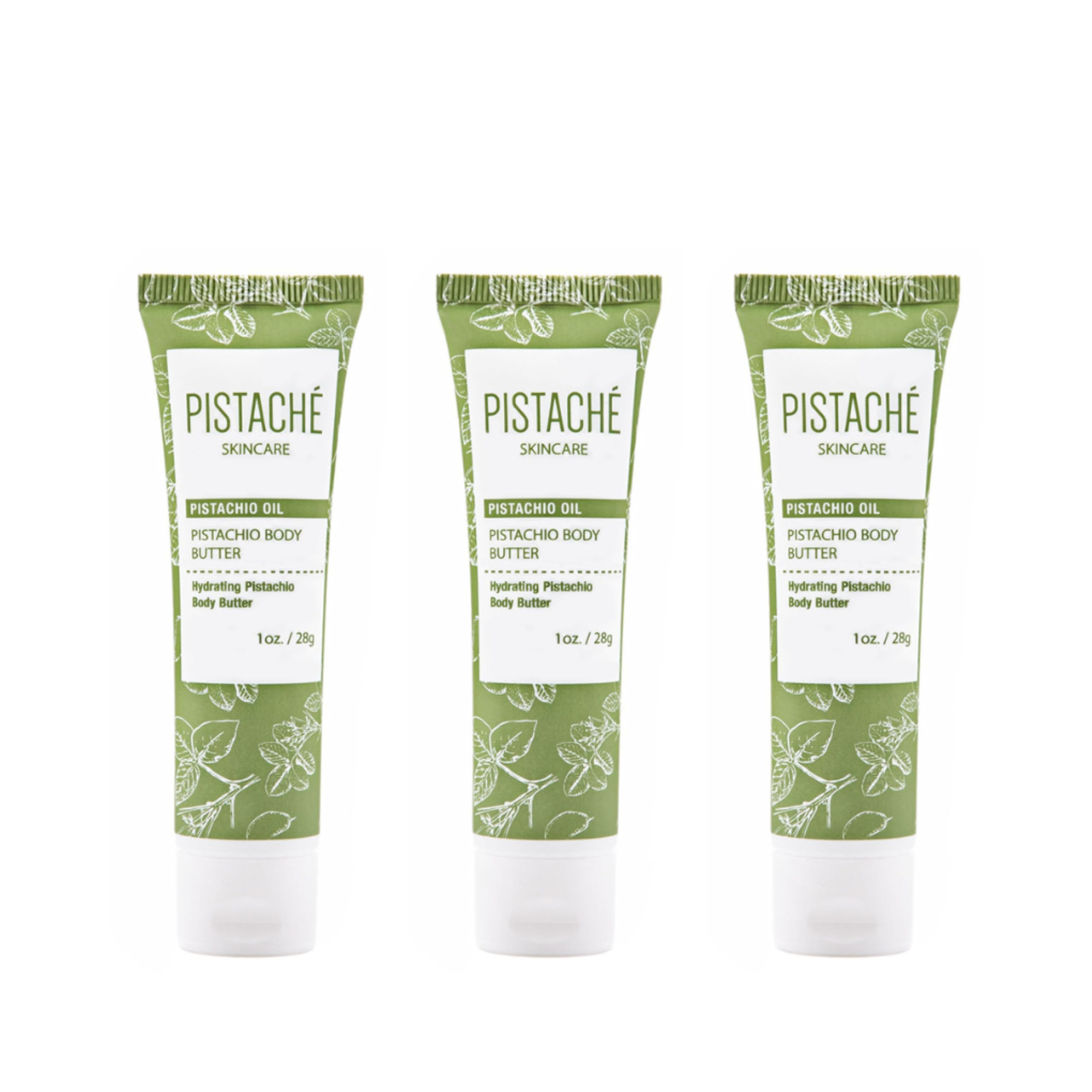 Pistaché Skincare Pistachio Oil Whipped Body Butter Cream Moisturizer (a.k.a The Boyfriend Body Butter) Trio Travel Packet Set + Hydrates Dry Skin and Nourishes + Vitamin E + Antioxidant Protection,