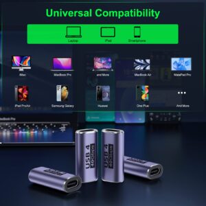 DuHeSin USB C Female to Female Adapter (4 Pack) USB C Coupler with 40 Gbps PD 100W 8K 60hz Video Compatible for Thunderbolt 4/3, MacBook Pro/Air, USB-C HUB and More Type C Devices