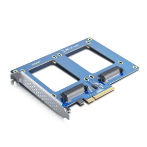 PCIe to SFF-8639 Adapter, PCIe 3.0 X8 to Dual U.2 SFF-8639 Ports, for 2.5" U.2 NVMe SSD or 2.5" SATA SSD