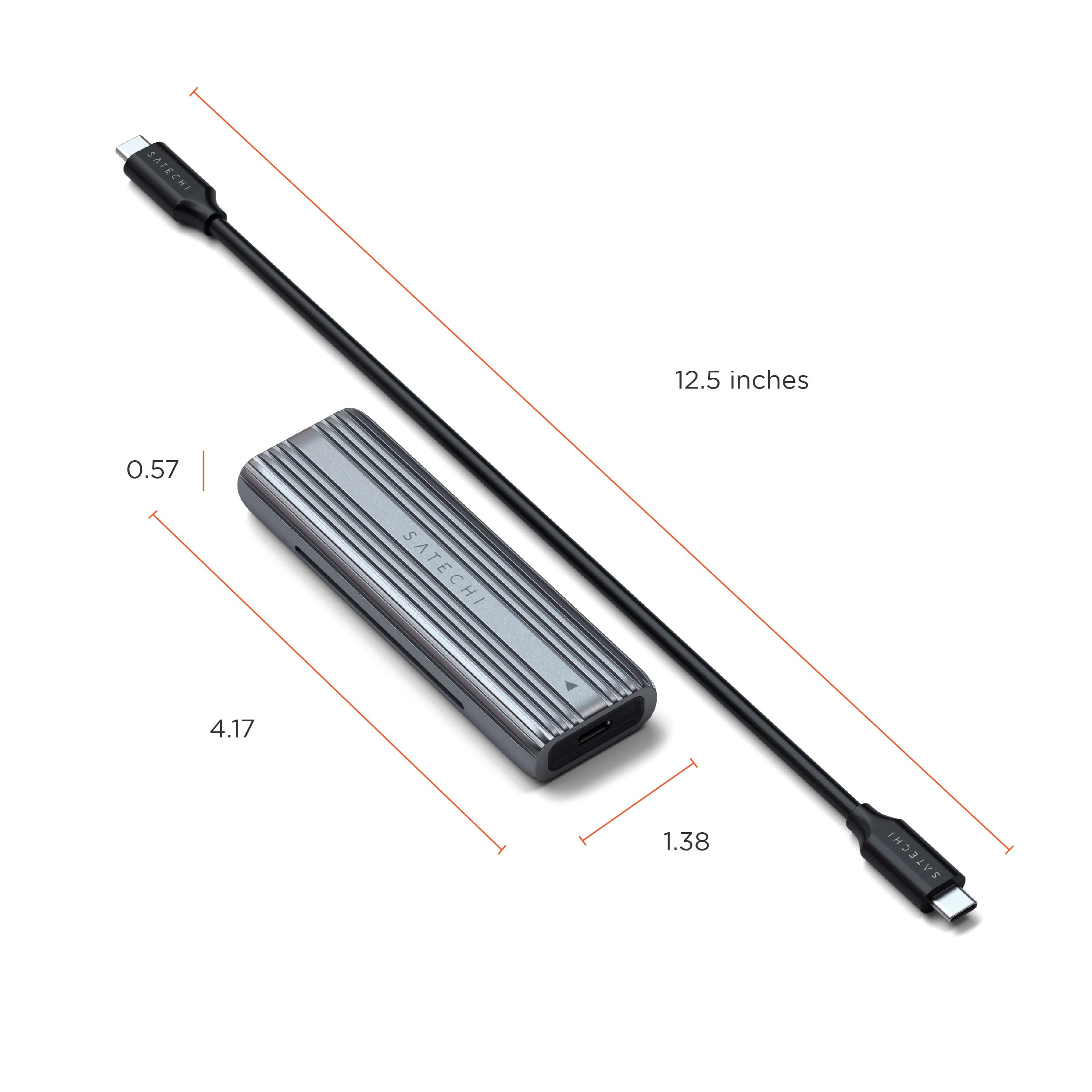 Satechi USB-C Aluminum Tool-Free Enclosure for M.2 PCIE NVME and SATA SSD – Support USB 3.2 Gen 2, 10 Gbps, M.2 NVMe/SATA PCIe B+M Key, up to 4TB, UASP Trim for SSD Size 2242/2260/2280