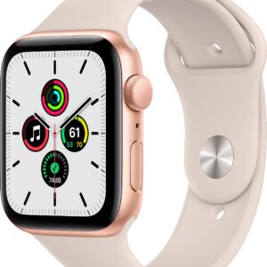 Apple Watch SE (GPS, 44MM) - Gold Aluminum Case with Starlight Sport Band (Renewed)