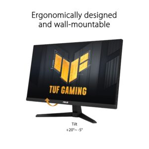 ASUS TUF Gaming 23.8” 1080P Monitor (VG249QM1A) - Full HD, Fast IPS, 270Hz, 1ms, Extreme Low Motion Blur, Speakers, 99% sRGB, G-Sync Compatible/FreeSync Premium, DisplayPort, HDMI,BLACK